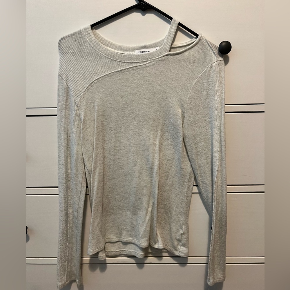 Red Haute Long Sleeve Cut Out Top